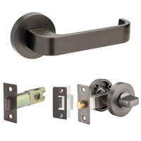 Zanda Streamline Door Lever Handle on Round Rose Privacy Set Graphite Nickel 7315.PR.GN
