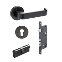 Zanda Streamline Door Lever Handle on Round Rose Entrance Set 70mm (Key/Key) Matt Black 7316.E3.BLK