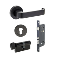 Zanda Streamline Door Lever Handle on Round Rose Entrance Set 70mm (Key/Turn) Matt Black 7316.E4.BLK