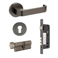 Zanda Streamline Door Lever Handle on Round Rose Entrance Set 70mm (Key/Turn) Graphite Nickel 7316.E4.GN