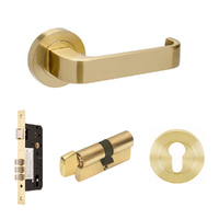 Zanda Streamline Door Lever Handle on Round Rose Entrance Set 70mm (Key/Turn) Satin Brass 7316.4.SB