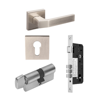 Zanda Matrix Door Lever Handle Entrance Set 70mm (Key/Turn) Brushed Nickel 8128E4BN