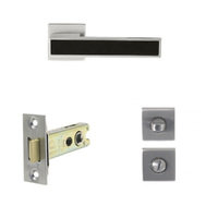 Zanda Polo Nero Door Handle Lever on Square Rose Privacy Set Brushed Nickel 8180.PR.BN