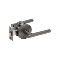 Zanda Baxter Door Lever Handle on Round Rose Passage Set Graphite Nickel 9140.GN