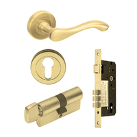 Zanda Visca Cambridge Door Handle Entrance Set 60mm (Key/Turn) Satin Brass 9340.E2.SB