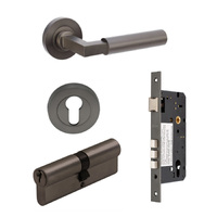Zanda Zurich Door Handle Lever on Round Rose Entrance Set 70mm (Key/Key) Graphite Nickel 9345.E3.GN
