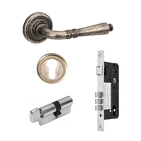 Zanda Balmain Door Lever Handle on Round Rose Entrance Set 70mm (Key/Turn) Vintage Pewter 9423.4.VP