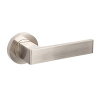 Zanda Boston Door Lever Handle on Round Rose Lever Set Brushed Nickel
