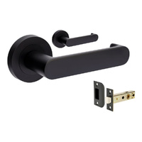 Zanda Duke Return Door Lever Handle on Round Rose Matt Black
