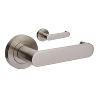 Zanda Duke Return Door Lever Handle on Round Rose Brushed Nickel
