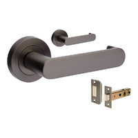 Zanda Duke Return Door Lever Handle on Round Rose Graphite Nickel