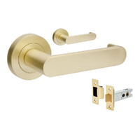Zanda Duke Return Door Lever Handle on Round Rose Satin Brass