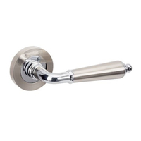 Zanda Oxford Door Lever Handle on Round Rose Brushed Nickel/Chrome Plate