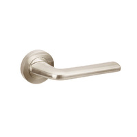 Zanda Vulcan Door Handle Lever on Round Rose Brushed Nickel