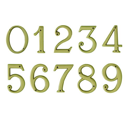Pavtom House Number Polished Brass 80mm Height - Available in Various Numbers