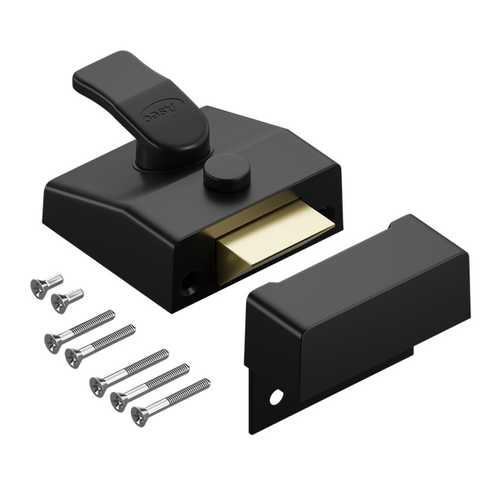 Asec 40mm backset non-deadlocking lever action nightlatch with internal holdback snib.no cylinder Black AS12280