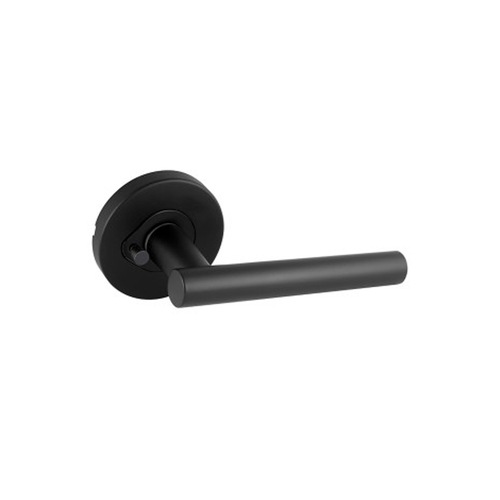 Gainsborough Amelia Door Lever Handle on Round Rose 63mm Privacy Set Matt Black 115AMEMB