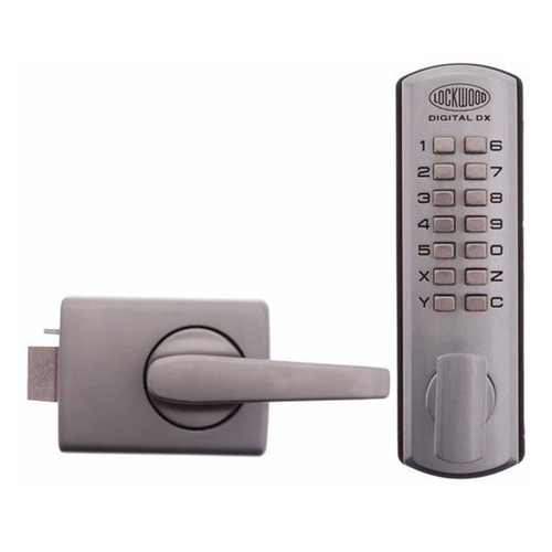 Lockwood Digital Lockset Lever Open Out Strike Satin Chrome 002-4LDXSC