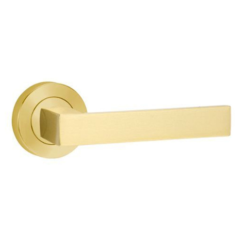 Lockwood Symphony 101 Door Lever on Round Rose Full Set Satin Brass 1220/1221/101SB