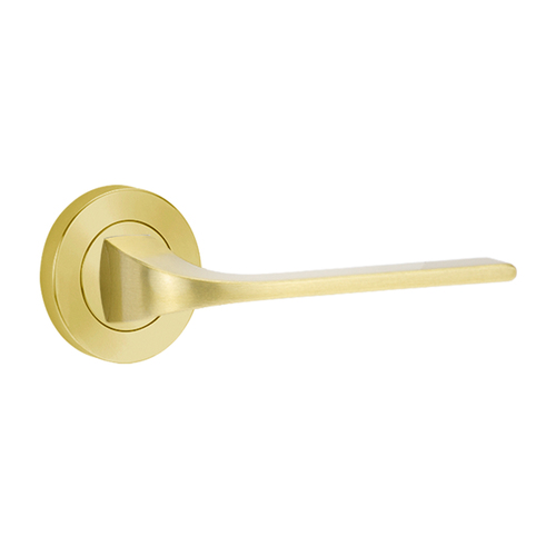 Lockwood Symphony 123 Door Lever On Round Rose Full Set Polished Brass 1220/1221/123PB