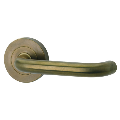 Lockwood Symphony 70 Door Lever on Round Rose Architectural Bronze Unlacquered 1220/1221/70AU