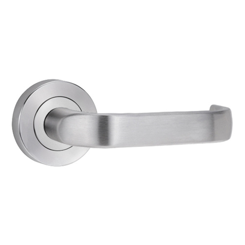Lockwood Symphony 74 Door Lever on Round Rose Full Set Satin Chrome 1220/1221/74SC