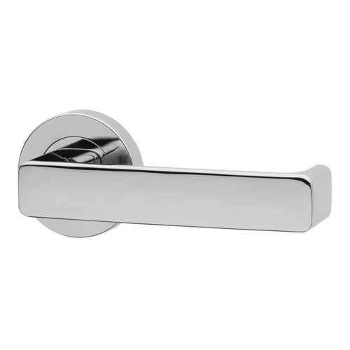 Lockwood Symphony 76 Door Lever on Round Rose Full Set Satin Chrome 1220/1221/76SC