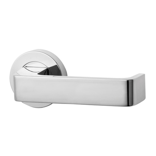 Lockwood Symphony 90 Door Lever on Round Rose Satin Chrome 1220/1221/90SC