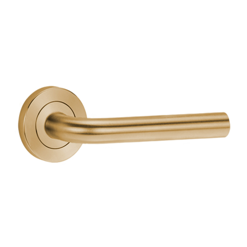Lockwood Symphony 97 Door Lever On Round Rose Full Set Polished Brass Unlacquered 1220/1221/97BU
