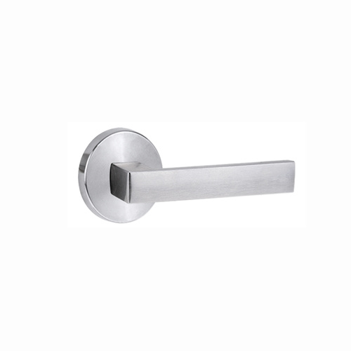 Lockwood Door Handle 1370 Series 101 Lever On Round Rose Full Set Satin Chrome 1370/1371/101SC