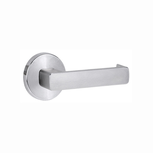 Lockwood Door Handle 1370 Series 76 Lever on Round Rose Full Set Satin Chrome 1370/1371/76SC