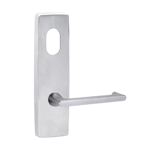 Lockwood Door Handle Square End Plate With Cylinder Hole & 118 Lever Satin Chrome 1801/118SC