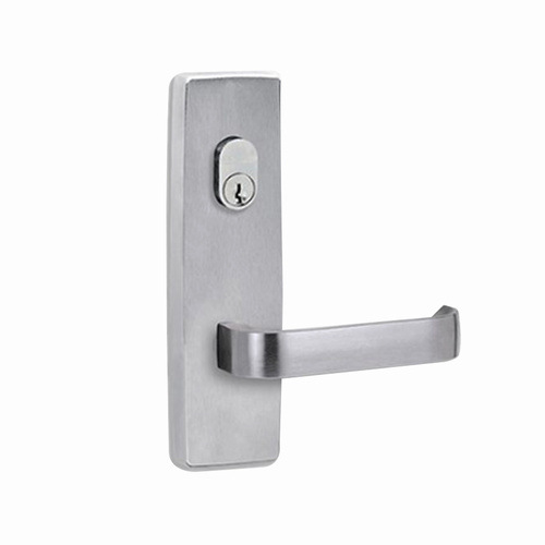 Lockwood Door Handle Square End Plate With Cylinder Hole & 131 Lever Satin Chrome 1801/131SC