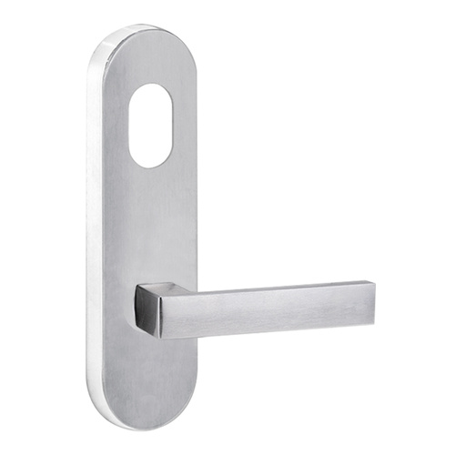 Lockwood 2801 Round End Plate with Cylinder Hole & 101 Lever Satin Chrome 2801/101SC