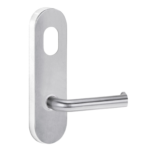 Lockwood 2801 Round End Plate with Cylinder Hole & 102 Lever Satin Chrome 2801/102SC