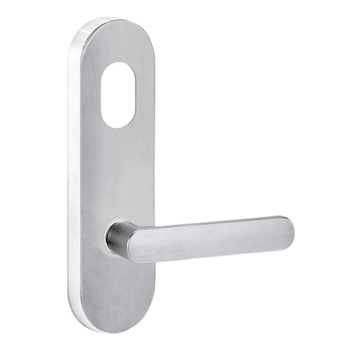 Lockwood 2801 Round End Plate with Cylinder Hole & 106 Lever Satin Chrome 2801/106SC