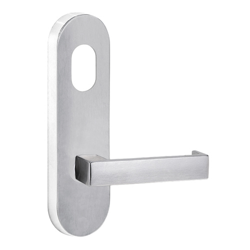 Lockwood 2801 Round End Plate with Cylinder Hole & 111 Lever Satin Chrome 2801/111SC