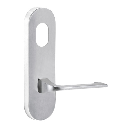 Lockwood 2801 Round End Plate with Cylinder Hole & 124 Lever Satin Chrome 2801/124SC