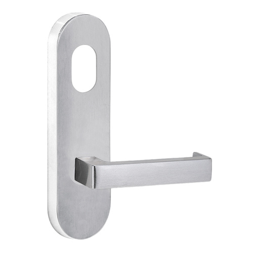 Lockwood 2801 Round End Plate with Cylinder Hole & 142 Lever Satin Chrome 2801/142SC