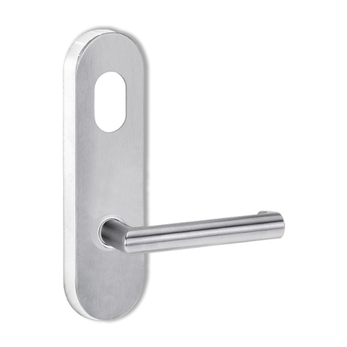 Lockwood 2801 Round End Plate With Cylinder Hole and 155 Lever Satin Chrome 2801/155SC