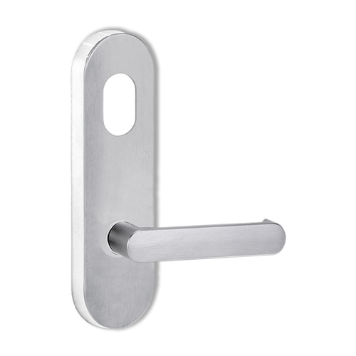 Lockwood 2801 Round End Plate With Cylinder Hole and 166 Lever Satin Chrome 2801/166SC