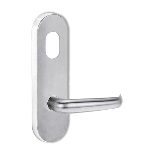 Lockwood 2801 Round End Plate With Cylinder Hole and 180 Lever Satin Chrome 2801/180SC