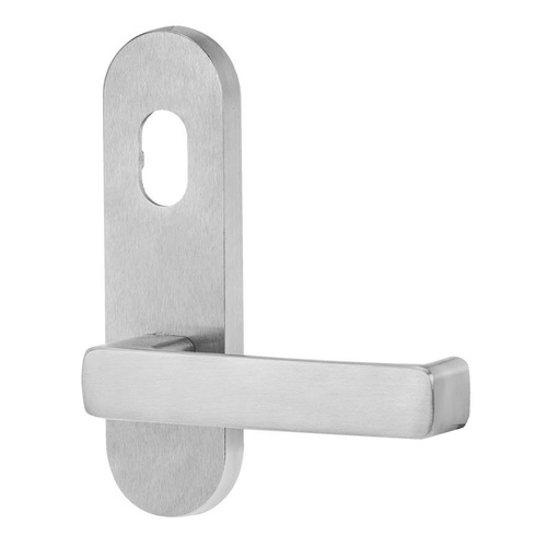 Lockwood 2801 Round End Plate with Cylinder Hole & 76 Lever Satin Chrome 2801/76SC
