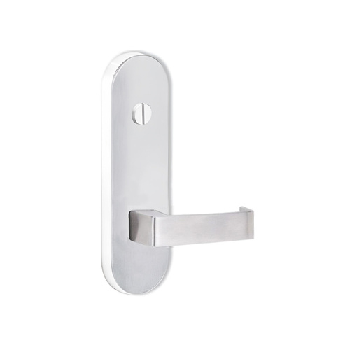 Lockwood Door Handle Round End Plate With Emergency Turn & 90 Lever Satin Chrome 2803/90SC