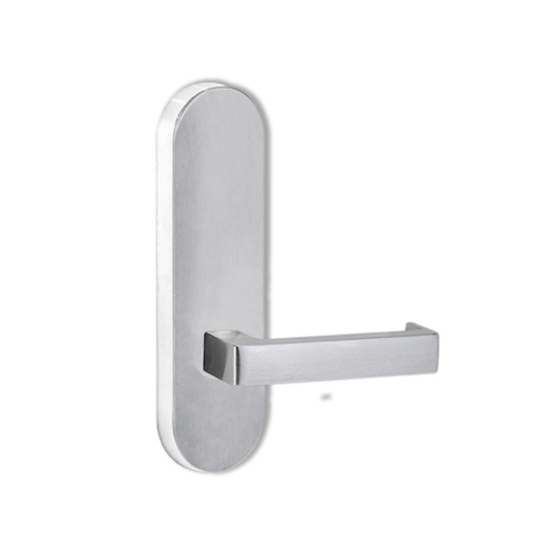 Lockwood Door Handle Round End Plate With 142 Lever Satin Chrome 2805/142SC