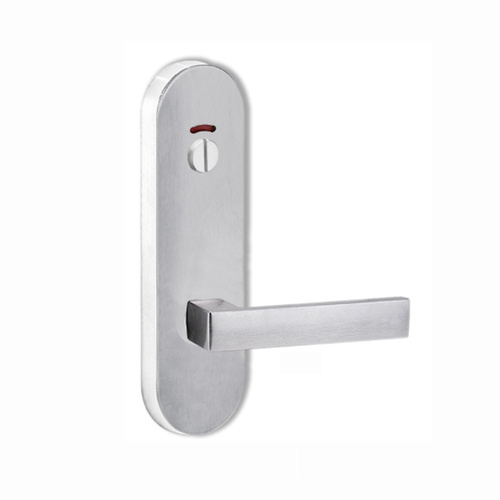 Lockwood Door Handle Round End Plate With Privacy Indicator Emergency Turn 101 Lever Satin Chrome