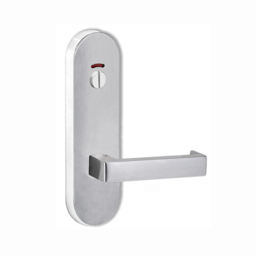 Lockwood Door Handle Round End Plate With Privacy Indicator Emergency Turn 142 Lever Satin Chrome
