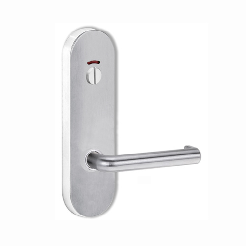 Lockwood Door Handle Round End Plate With Privacy Indicator Emergency Turn 144 Lever Satin Chrome