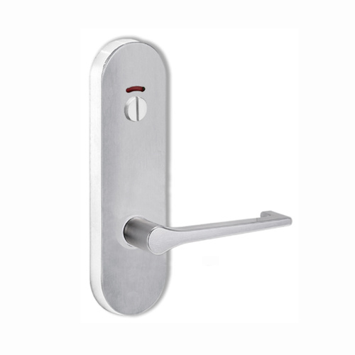 Lockwood Door Handle Round End Plate With Privacy Indicator Emergency Turn 145 Lever Satin Chrome