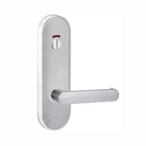 Lockwood Door Handle Round End Plate With Privacy Indicator Emergency Turn 166 Lever Satin Chrome
